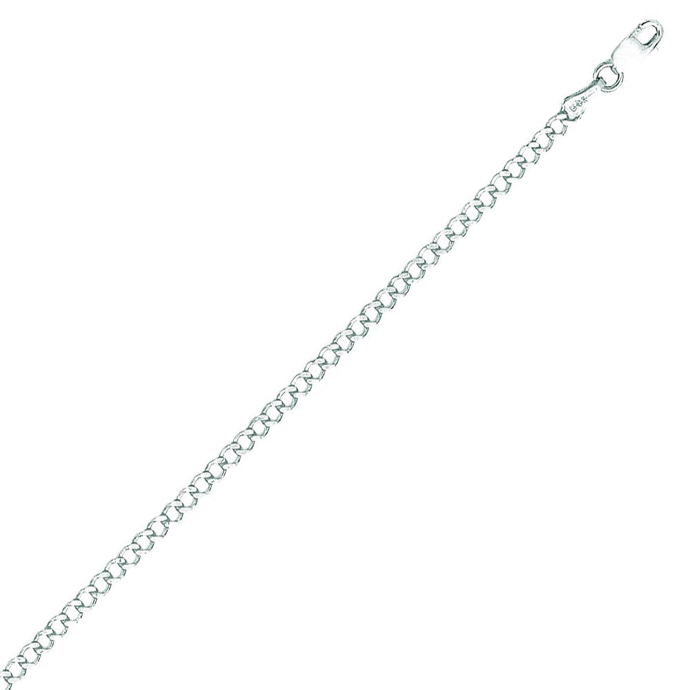 14K Solid White Gold Comfort Curb Chain 2.7mm thick 20 Inches