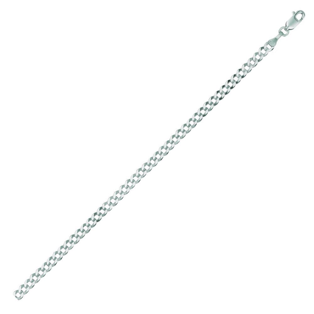 14K Solid White Gold Comfort Curb Chain 3.6mm thick 18 Inches