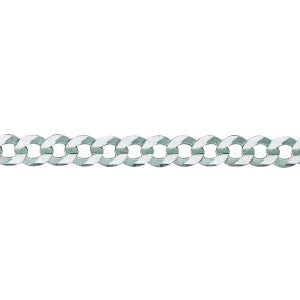 14K Solid White Gold Comfort Curb Chain 3.6mm thick 24 Inches