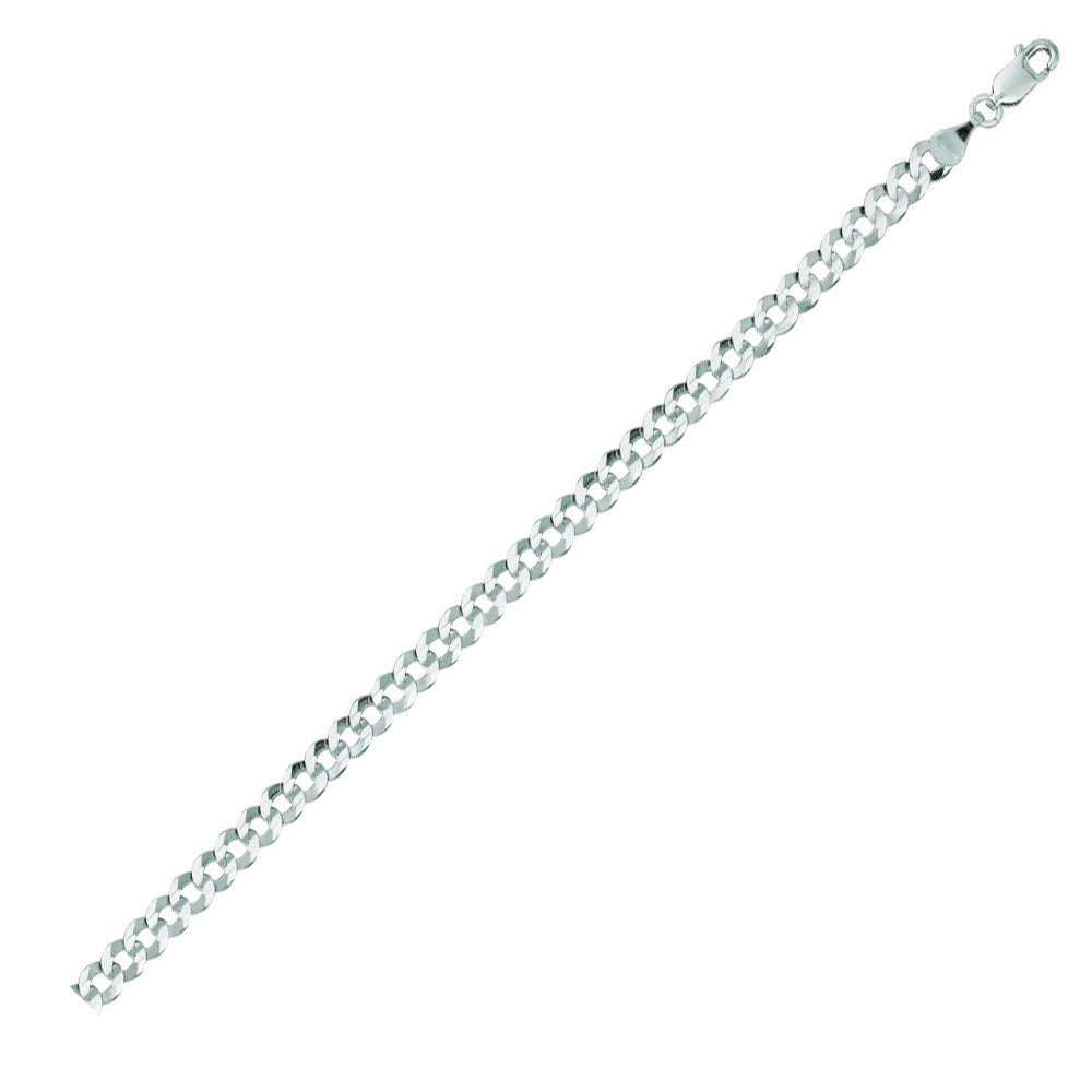 14K Solid White Gold Comfort Curb Chain 4.7mm thick 30 Inches