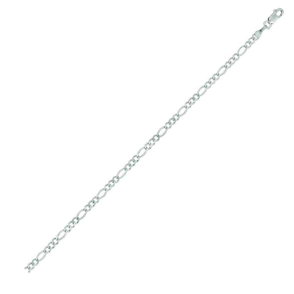 14K Solid White Gold Classic Figaro 2.6mm thick 10 Inches