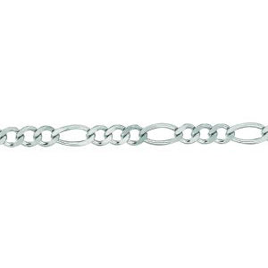 14K Solid White Gold Classic Figaro 2.6mm thick 20 Inches