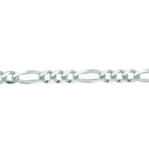 14K Solid White Gold Classic Figaro 3mm thick 20 Inches