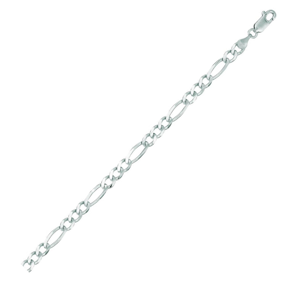 14K Solid White Gold Classic Figaro Bracelet 4.6mm thick 8 Inches