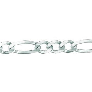 14K Solid White Gold Classic Figaro Bracelet 4.6mm thick 8 Inches