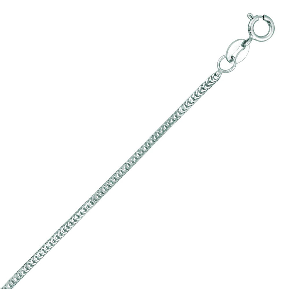 14K Solid White Gold Foxtail Chain Necklace 1mm thick 20 Inches