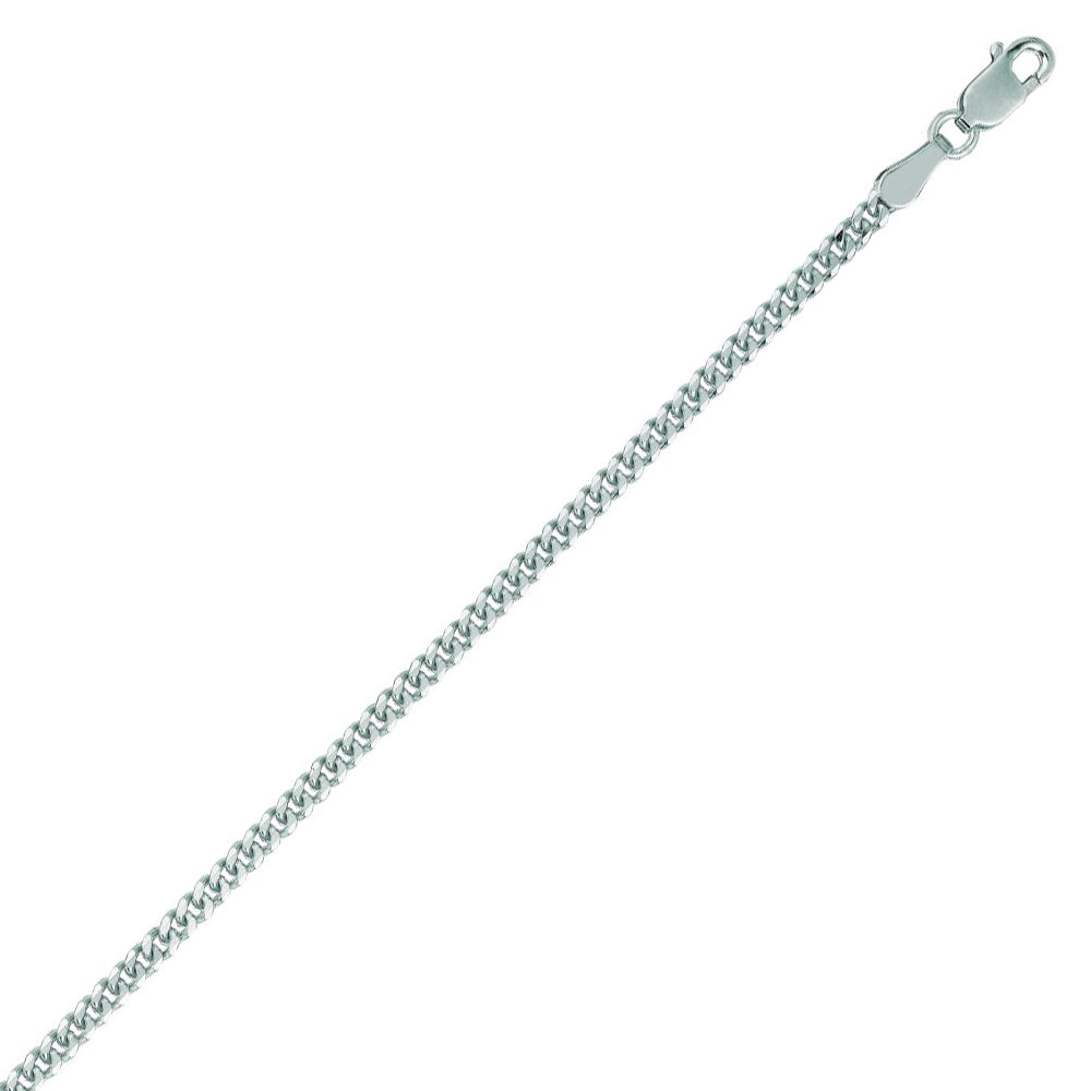 14K Solid White Gold Gourmette Chain 2mm thick 18 Inches