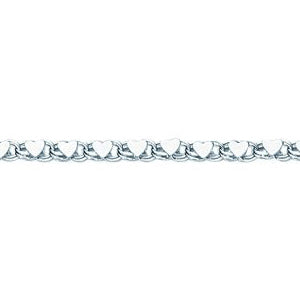 14K Solid White Gold Heart Bracelet 3mm thick 7 Inches
