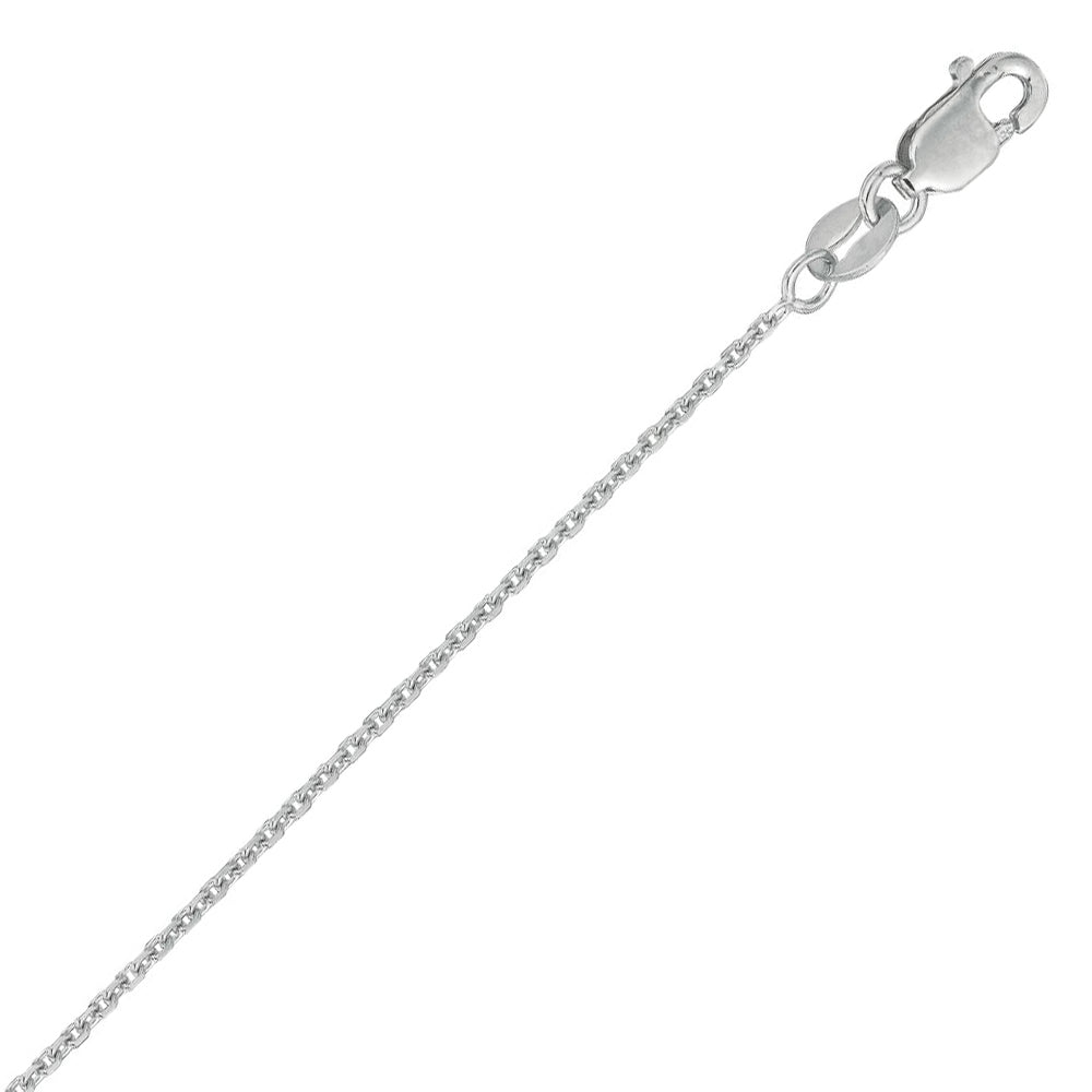 14K Solid White Gold Cable Link Chain 1.1mm thick 20 Inches