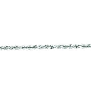 14K Solid White Gold Diamond Cut Rope Bracelet 1.5mm thick 7 Inches