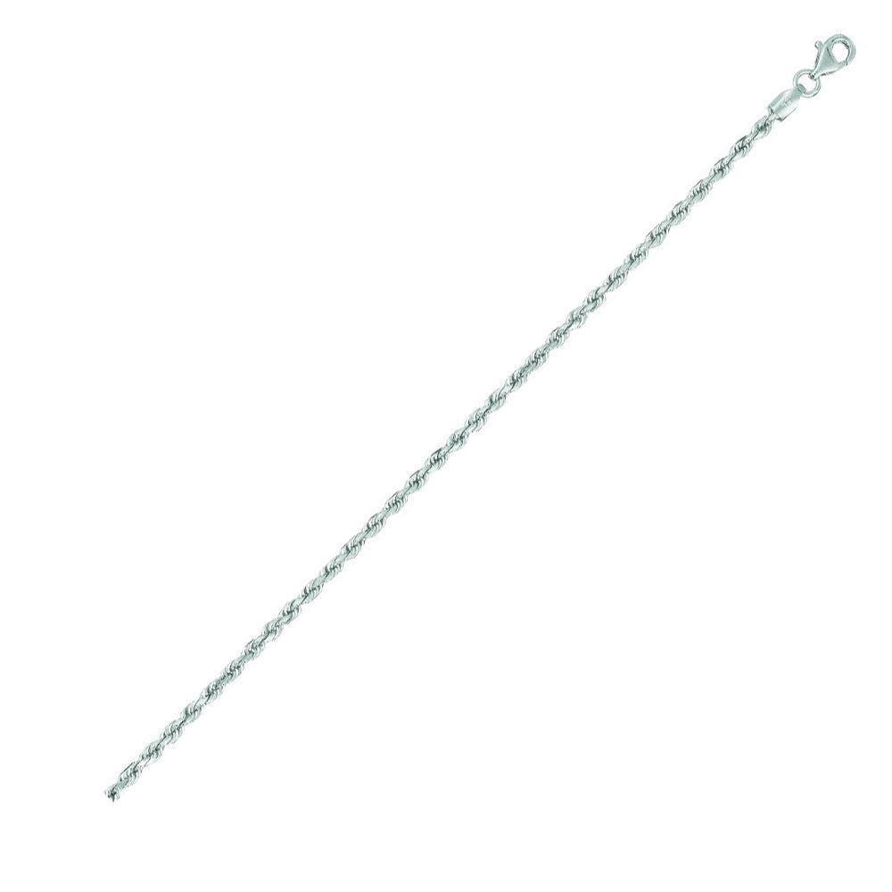 14K Solid White Gold Solid Diamond Cut Rope 2.5mm thick 24 Inches