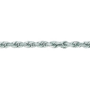 14K Solid White Gold Solid Diamond Cut Rope 3mm thick 18 Inches