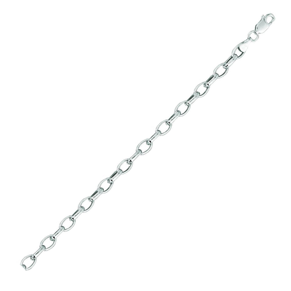 14K Solid White Gold Oval Rolo Chain 4.6mm thick 18 Inches