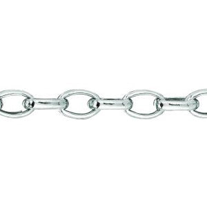14K Solid White Gold Oval Rolo Chain 4.6mm thick 18 Inches