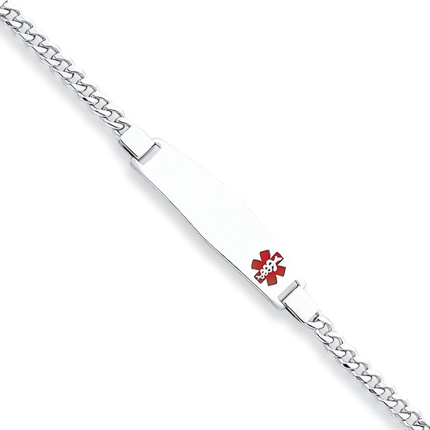 Sterling Silver Medical ID Curb Link Bracelet 7 Inches