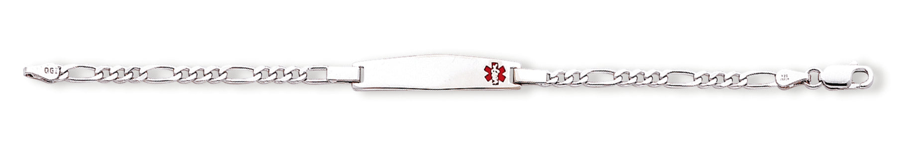 Sterling Silver Children's Medical ID Bracelet w/Figaro 6 Inches
