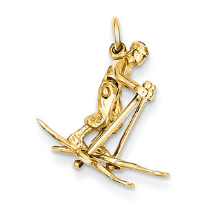 14K Gold Moveable Snow Skier Charm