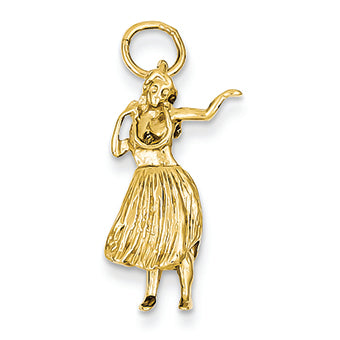 14K Gold 3-D Hula Dancer Charm