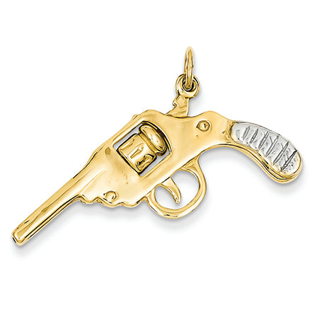 14K Gold Moveable Revolver Charm