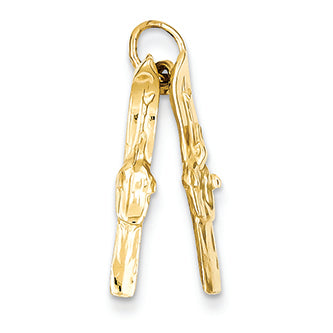 14K Gold Pair of Skis Charm