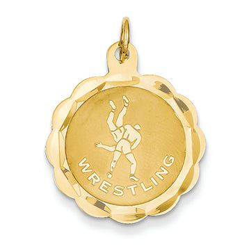 14K Gold Wrestling Disc Charm