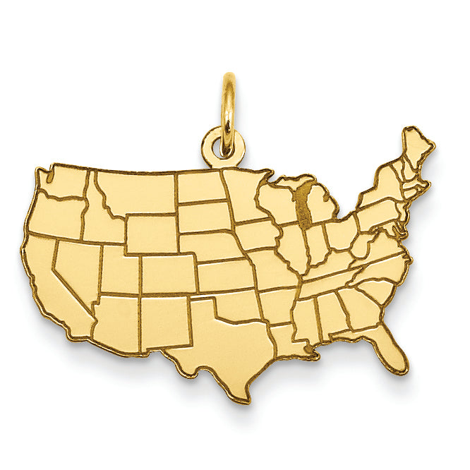 14K Gold United States Map Charm
