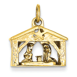 14K Gold Polished Nativity Charm