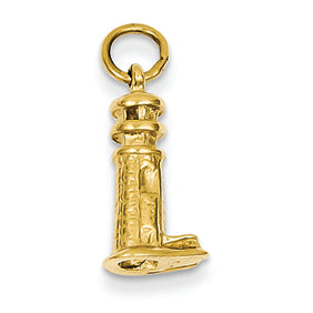 14K Gold 3-D Lighthouse Charm