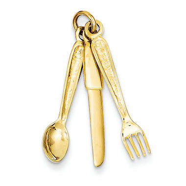 14K Gold Knife, Fork & Spoon Charm