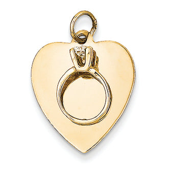 14K Gold Ring on Heart Charm