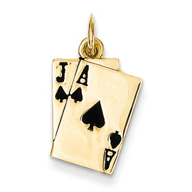 14K Gold Enameled Blackjack Playing Cards Charm