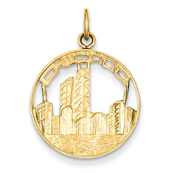 14K Gold Chicago Skyline Charm