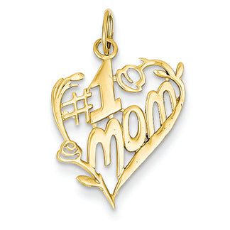 14K Gold #1 Mom Heart Charm