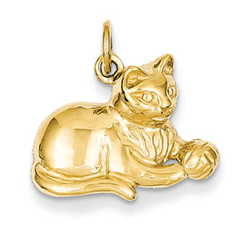 14K Gold Cat Charm