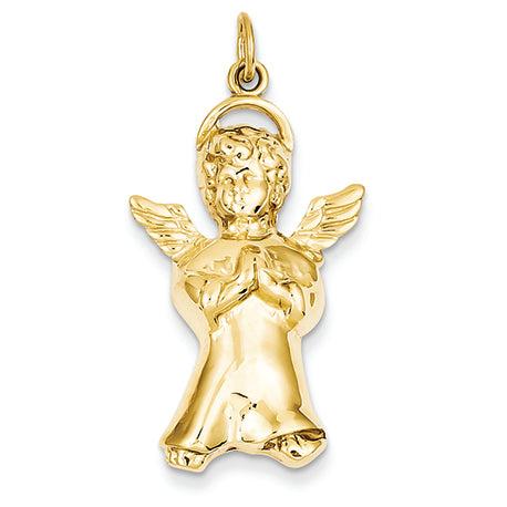 14K Gold Polished Angel Pendant