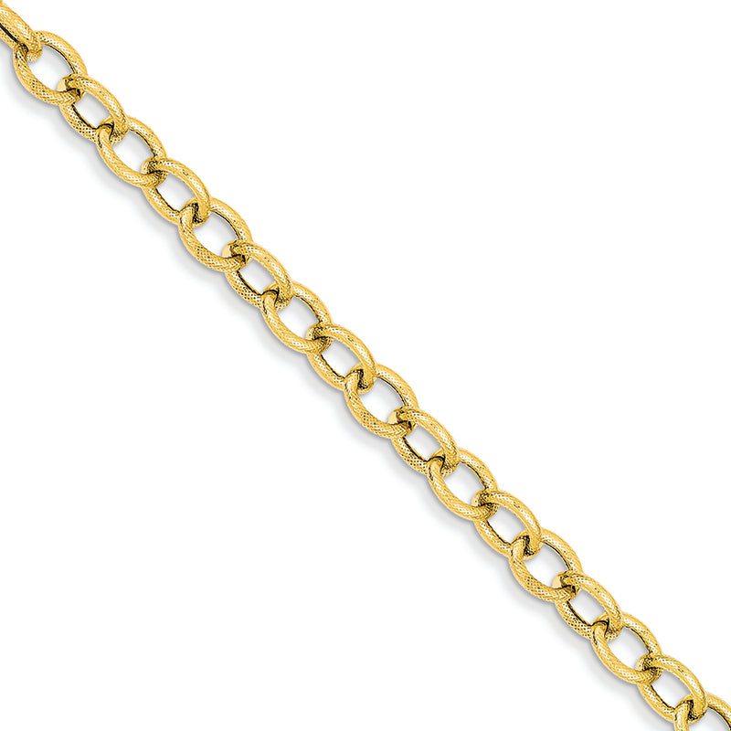 14K Gold Textured Links Fancy Anklet 10 Inches