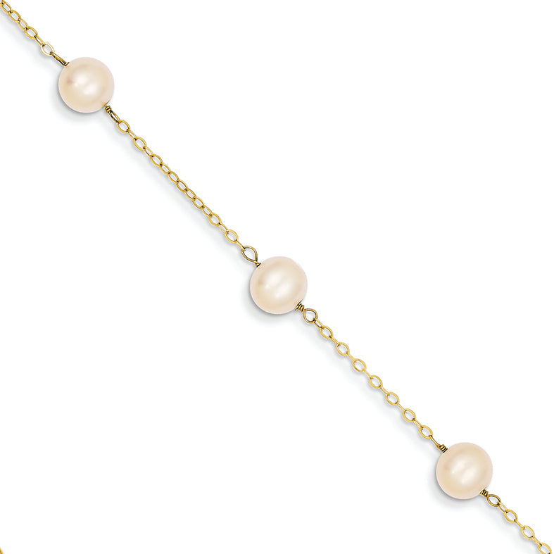 14K Gold 9 inch Pearl Anklet 9 Inches