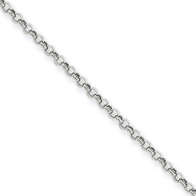 14K White Gold Dangle Chain 9.25 in w/ 1in ext Anklet 10 Inches