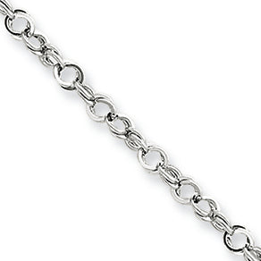14K White Gold Charm Link 9.5in w/ .75in ext Anklet 10 Inches