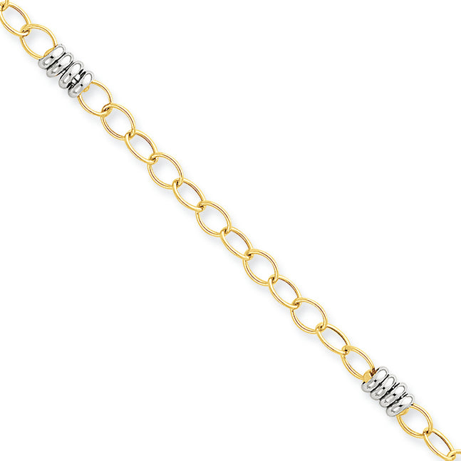 14K Gold Two-tone Anklet 10 Inches