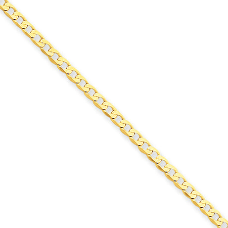 14K Gold  Polished Curb Link Anklet 10 Inches