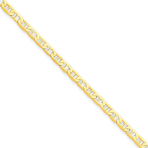 14K Gold  Polished Anchor Link Anklet 10 Inches