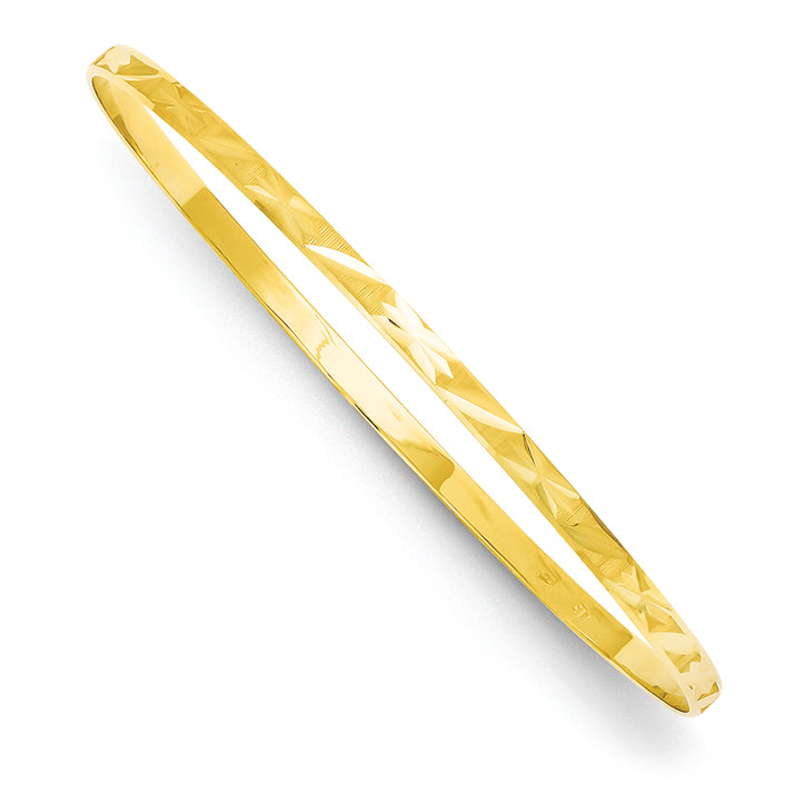 14K Gold 2.5mm Diamond-cut Slip-On Bangle Bracelet