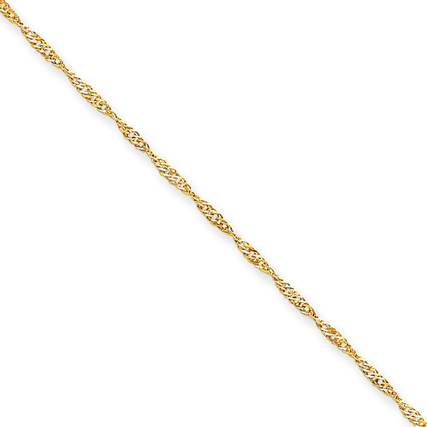 14K Gold 2.10mm Singapore Anklet 10 Inches