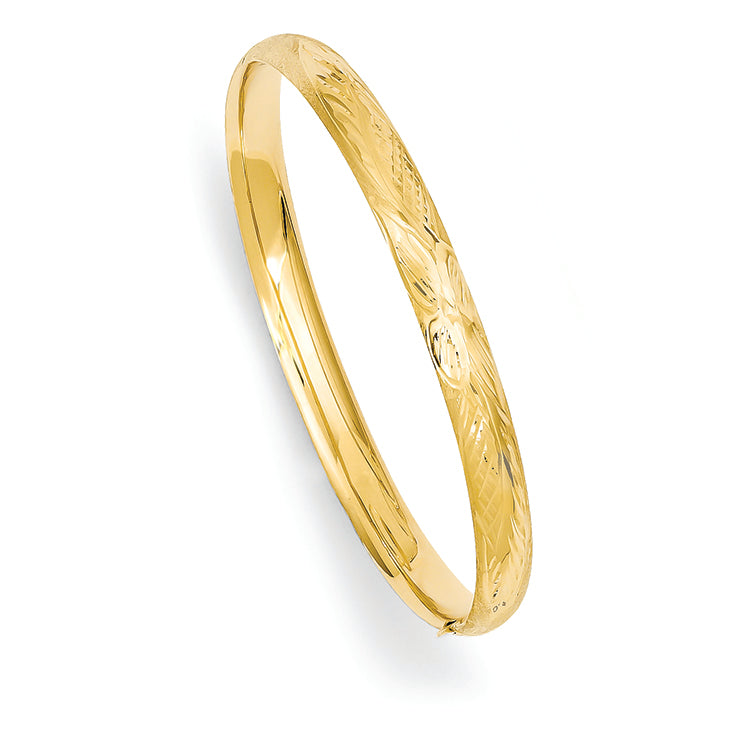 14K Gold 3/16 Florentine Engraved Baby Bangle Bracelet