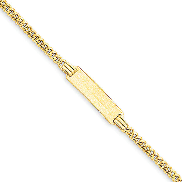 14K Gold 5.5in Polished Engravable Curb Link Baby ID Bracelet 5.5 Inches