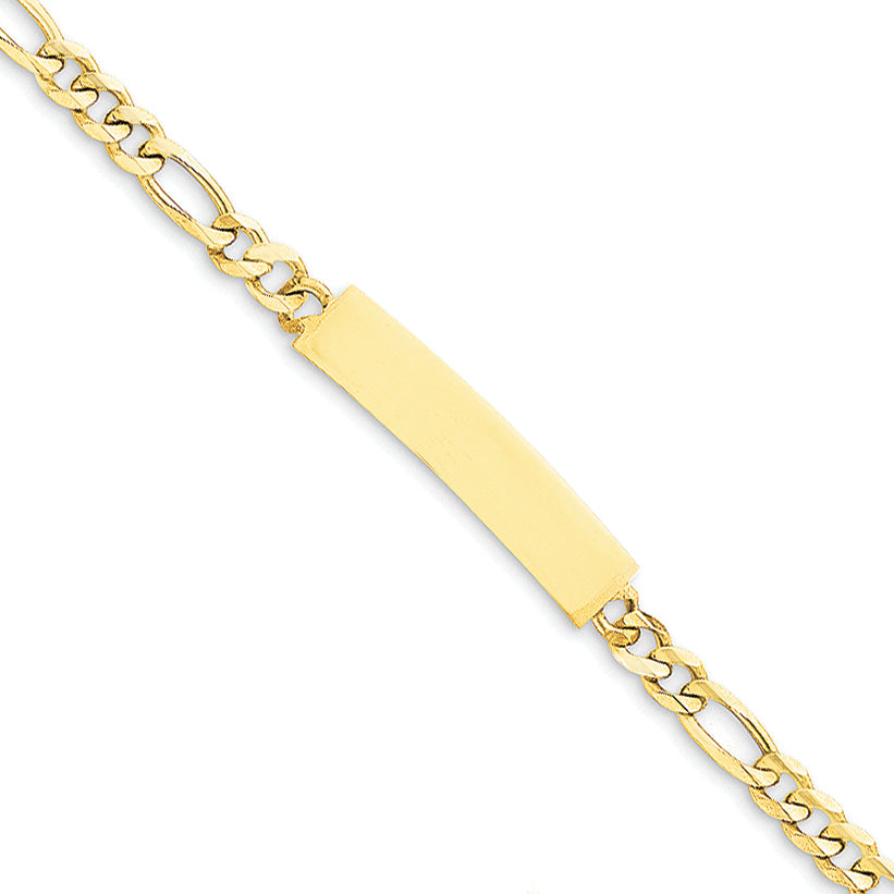 14K Gold Figaro Link Baby ID Bracelet 6 Inches