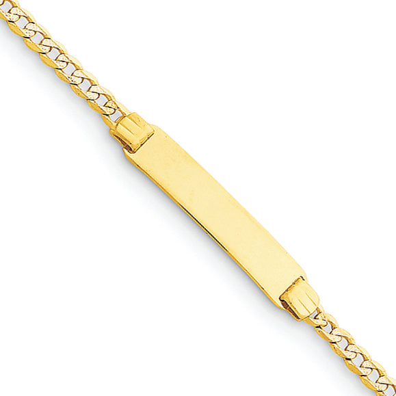 14K Gold 6" Pave Curb Link Child ID Bracelet 6 Inches
