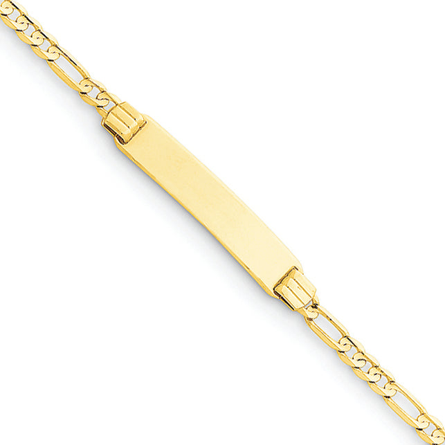 14K Gold 6" Figaro Link Child ID Bracelet 6 Inches