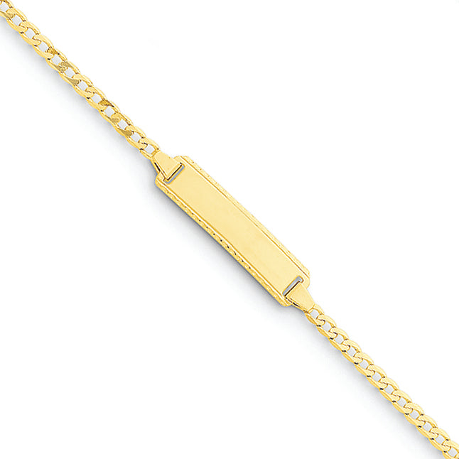 14K Gold 6in Engravable Curb Link Baby/Child ID Bracelet 6 Inches